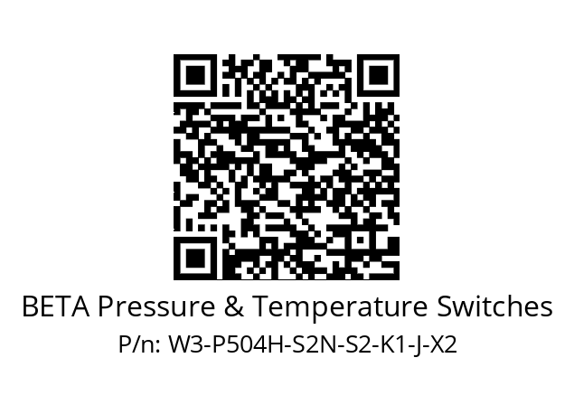   BETA Pressure & Temperature Switches W3-P504H-S2N-S2-K1-J-X2