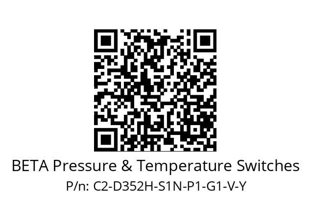   BETA Pressure & Temperature Switches C2-D352H-S1N-P1-G1-V-Y