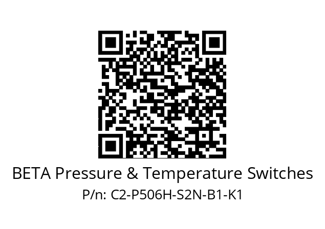   BETA Pressure & Temperature Switches C2-P506H-S2N-B1-K1