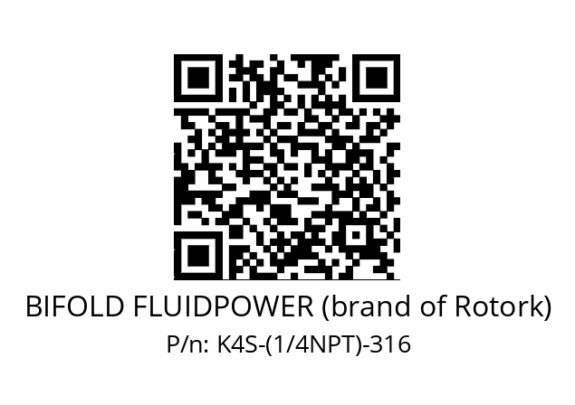   BIFOLD FLUIDPOWER (brand of Rotork) K4S-(1/4NPT)-316