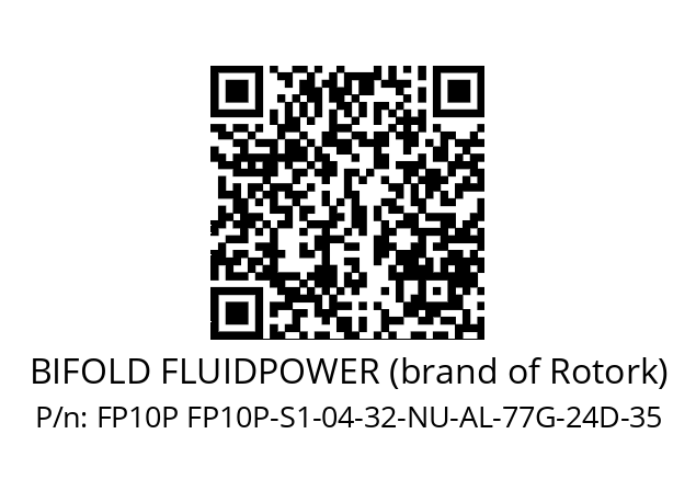   BIFOLD FLUIDPOWER (brand of Rotork) FP10P FP10P-S1-04-32-NU-AL-77G-24D-35