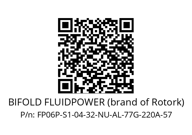   BIFOLD FLUIDPOWER (brand of Rotork) FP06P-S1-04-32-NU-AL-77G-220A-57