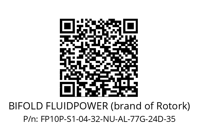   BIFOLD FLUIDPOWER (brand of Rotork) FP10P-S1-04-32-NU-AL-77G-24D-35