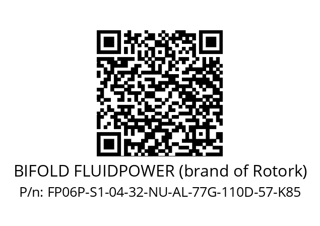   BIFOLD FLUIDPOWER (brand of Rotork) FP06P-S1-04-32-NU-AL-77G-110D-57-K85