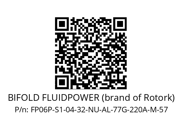   BIFOLD FLUIDPOWER (brand of Rotork) FP06P-S1-04-32-NU-AL-77G-220A-M-57