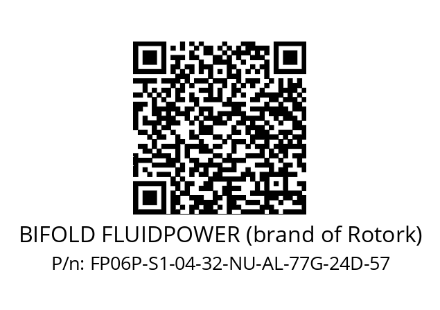   BIFOLD FLUIDPOWER (brand of Rotork) FP06P-S1-04-32-NU-AL-77G-24D-57