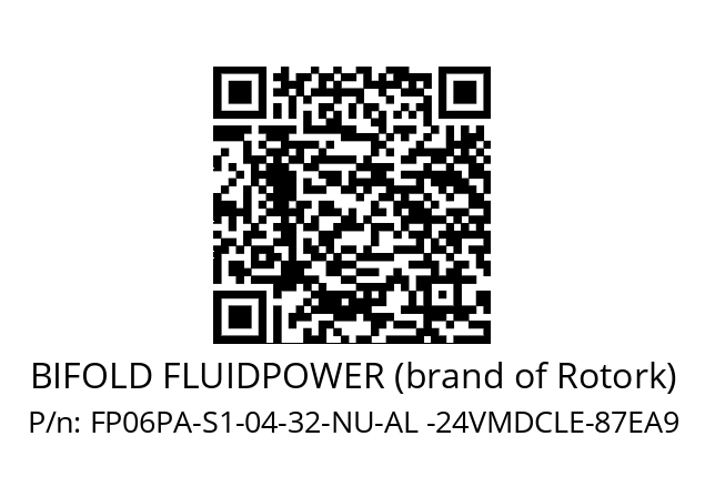   BIFOLD FLUIDPOWER (brand of Rotork) FP06PA-S1-04-32-NU-AL -24VMDCLE-87EA9