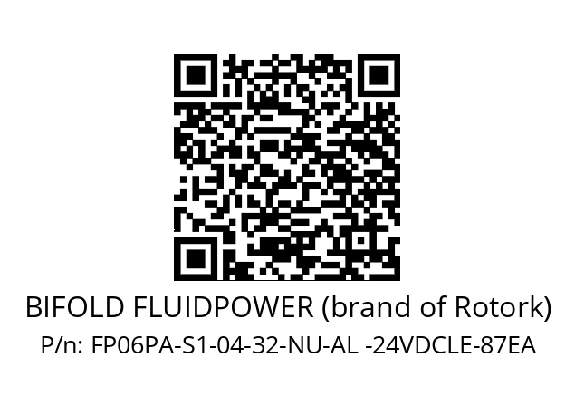   BIFOLD FLUIDPOWER (brand of Rotork) FP06PA-S1-04-32-NU-AL -24VDCLE-87EA