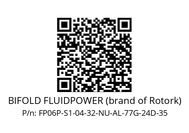   BIFOLD FLUIDPOWER (brand of Rotork) FP06P-S1-04-32-NU-AL-77G-24D-35