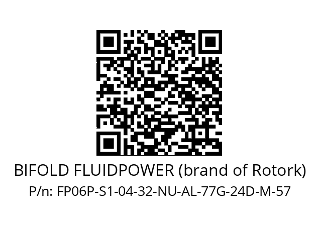   BIFOLD FLUIDPOWER (brand of Rotork) FP06P-S1-04-32-NU-AL-77G-24D-M-57