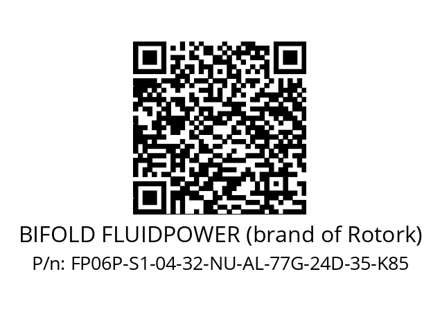   BIFOLD FLUIDPOWER (brand of Rotork) FP06P-S1-04-32-NU-AL-77G-24D-35-K85