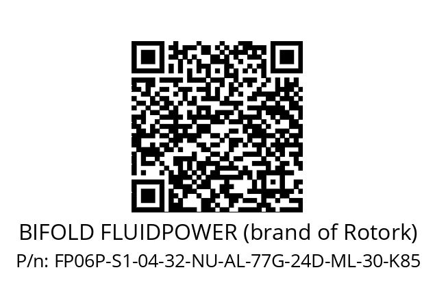   BIFOLD FLUIDPOWER (brand of Rotork) FP06P-S1-04-32-NU-AL-77G-24D-ML-30-K85