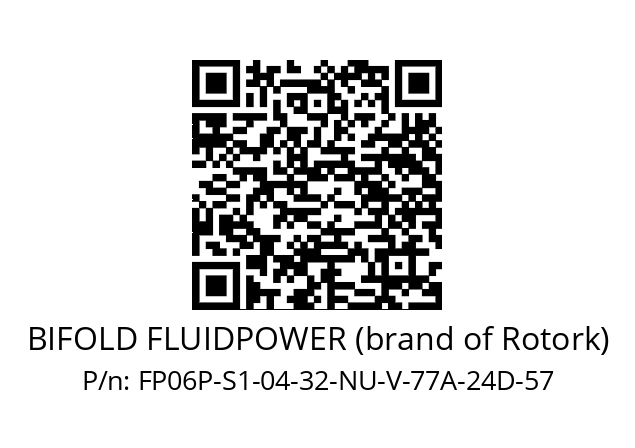   BIFOLD FLUIDPOWER (brand of Rotork) FP06P-S1-04-32-NU-V-77A-24D-57