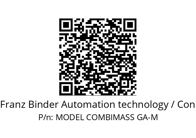   Binder (Franz Binder Automation technology / Connectors) MODEL COMBIMASS GA-M