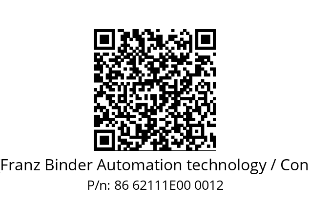   Binder (Franz Binder Automation technology / Connectors) 86 62111E00 0012