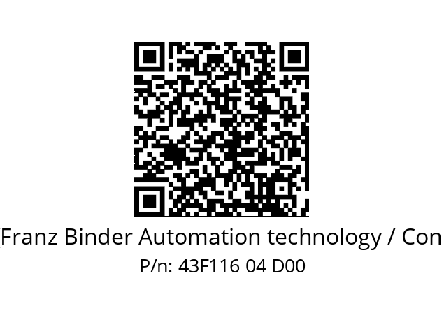   Binder (Franz Binder Automation technology / Connectors) 43F116 04 D00