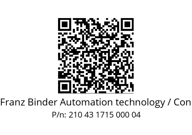   Binder (Franz Binder Automation technology / Connectors) 210 43 1715 000 04