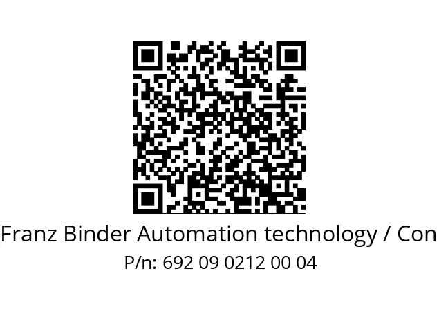   Binder (Franz Binder Automation technology / Connectors) 692 09 0212 00 04