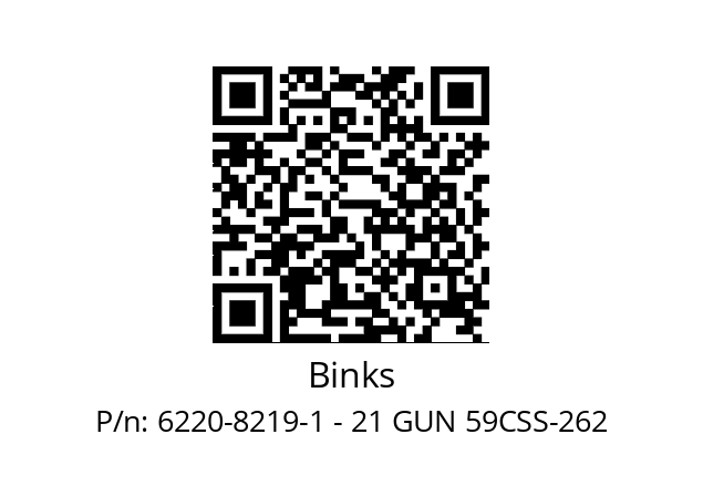   Binks 6220-8219-1 - 21 GUN 59CSS-262