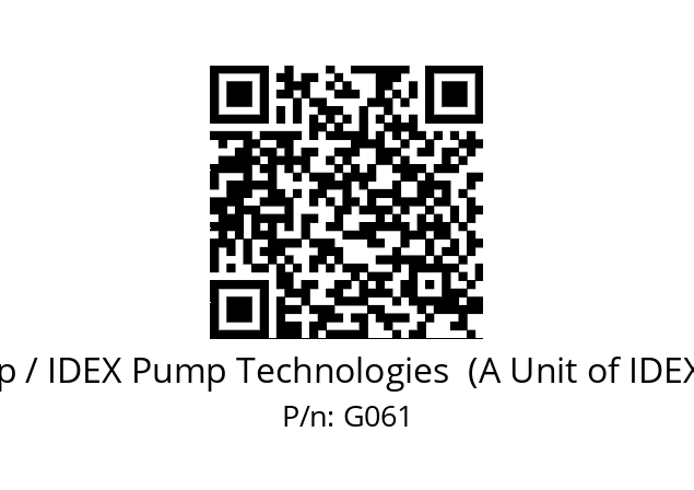   Blagdon Pump / IDEX Pump Technologies  (A Unit of IDEX Corporation) G061