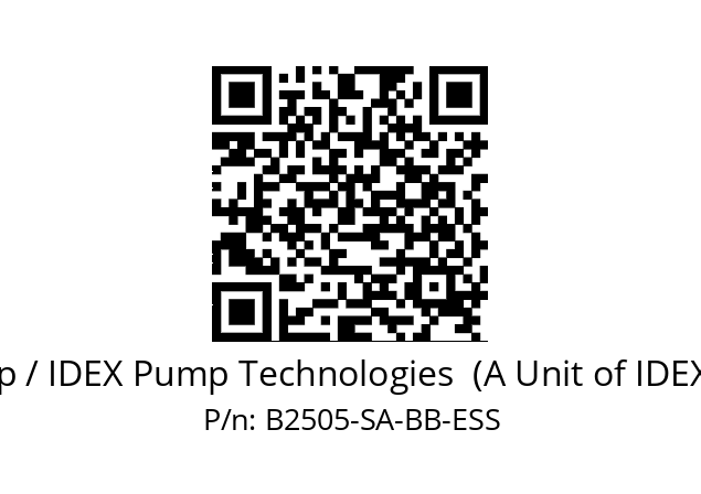   Blagdon Pump / IDEX Pump Technologies  (A Unit of IDEX Corporation) B2505-SA-BB-ESS