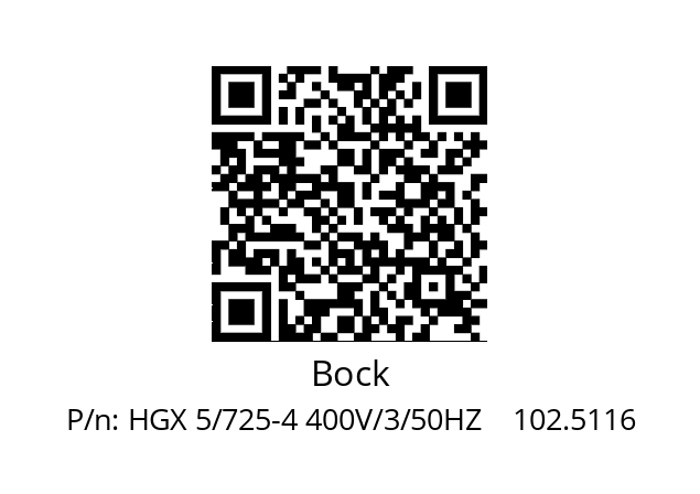   Bock HGX 5/725-4 400V/3/50HZ    102.5116