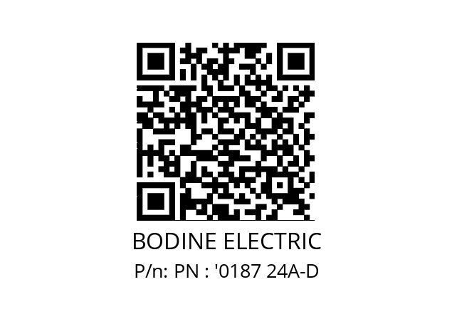   BODINE ELECTRIC PN : '0187 24A-D