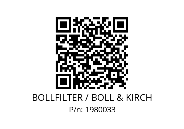   BOLLFILTER / BOLL & KIRCH 1980033