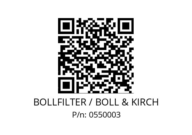   BOLLFILTER / BOLL & KIRCH 0550003