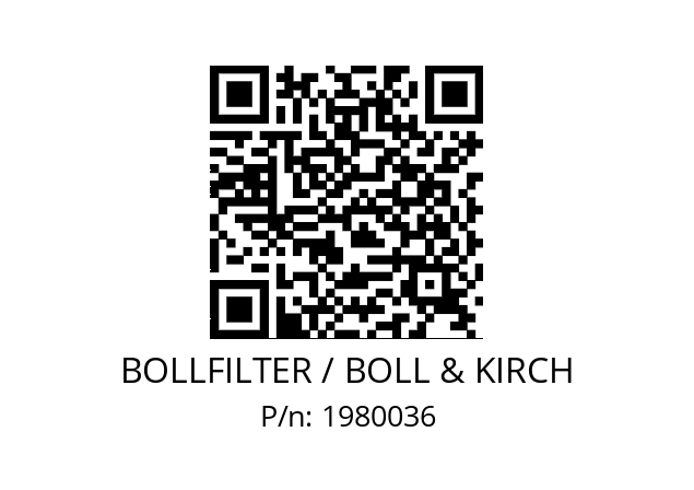   BOLLFILTER / BOLL & KIRCH 1980036