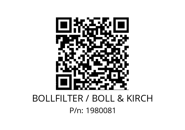   BOLLFILTER / BOLL & KIRCH 1980081