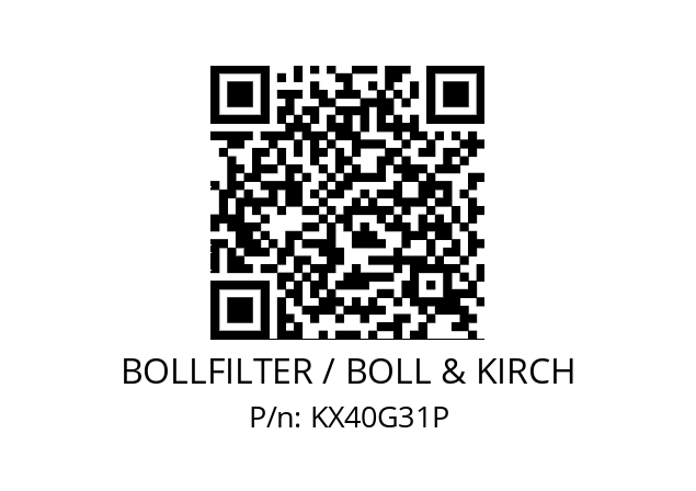   BOLLFILTER / BOLL & KIRCH KX40G31P