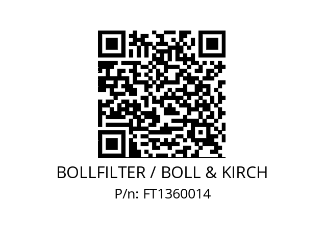   BOLLFILTER / BOLL & KIRCH FT1360014