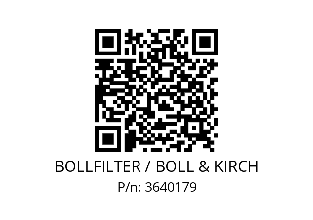   BOLLFILTER / BOLL & KIRCH 3640179