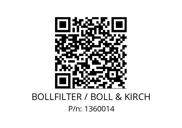   BOLLFILTER / BOLL & KIRCH 1360014