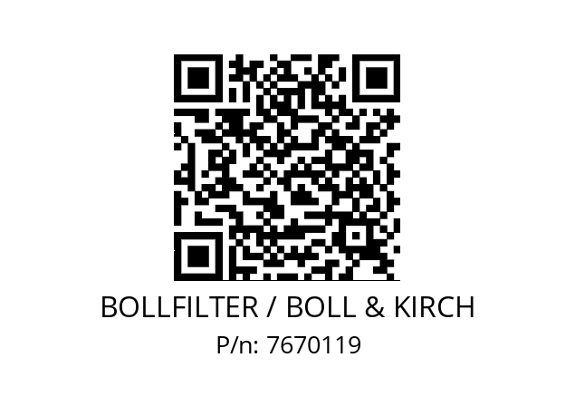   BOLLFILTER / BOLL & KIRCH 7670119