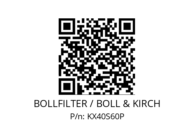   BOLLFILTER / BOLL & KIRCH KX40S60P