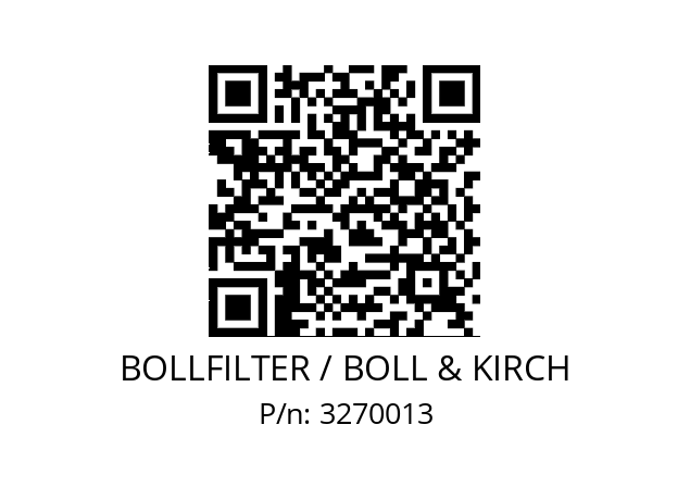   BOLLFILTER / BOLL & KIRCH 3270013