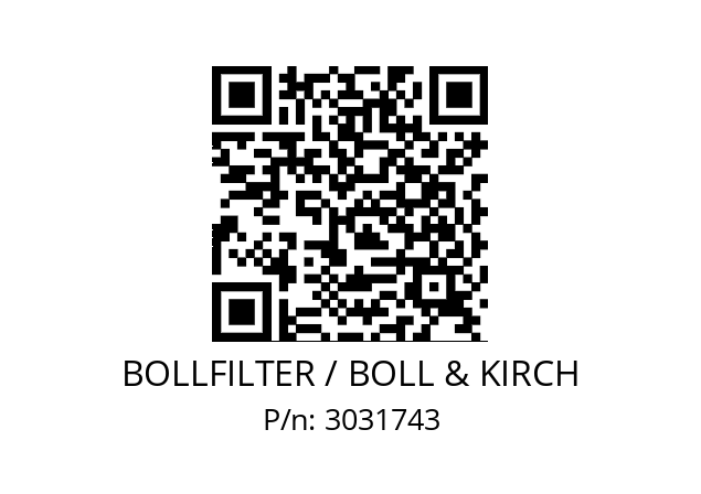   BOLLFILTER / BOLL & KIRCH 3031743