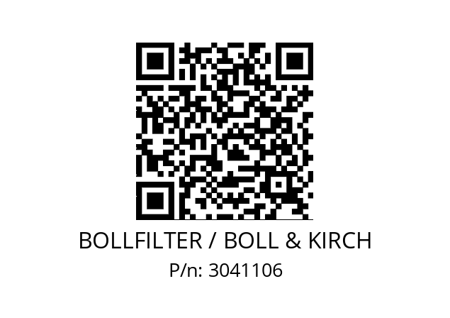   BOLLFILTER / BOLL & KIRCH 3041106