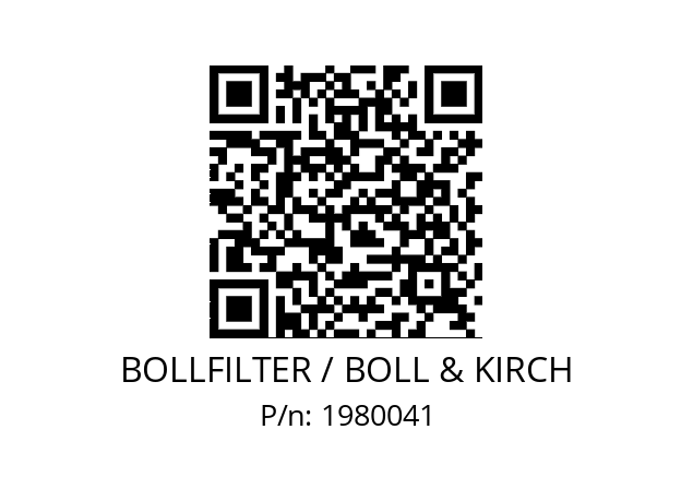   BOLLFILTER / BOLL & KIRCH 1980041