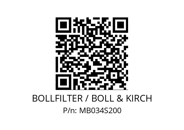   BOLLFILTER / BOLL & KIRCH MB034S200