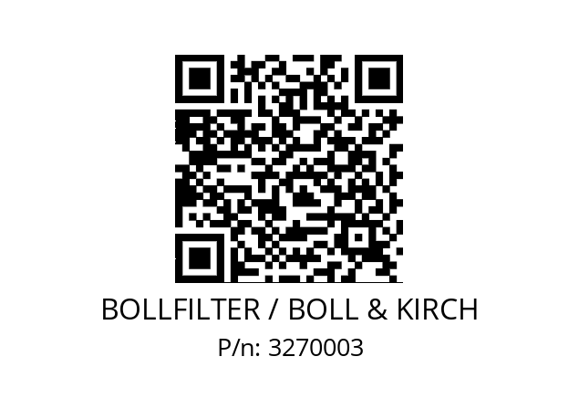   BOLLFILTER / BOLL & KIRCH 3270003