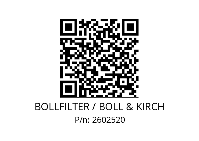   BOLLFILTER / BOLL & KIRCH 2602520