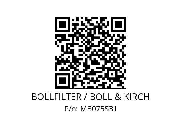   BOLLFILTER / BOLL & KIRCH MB075S31