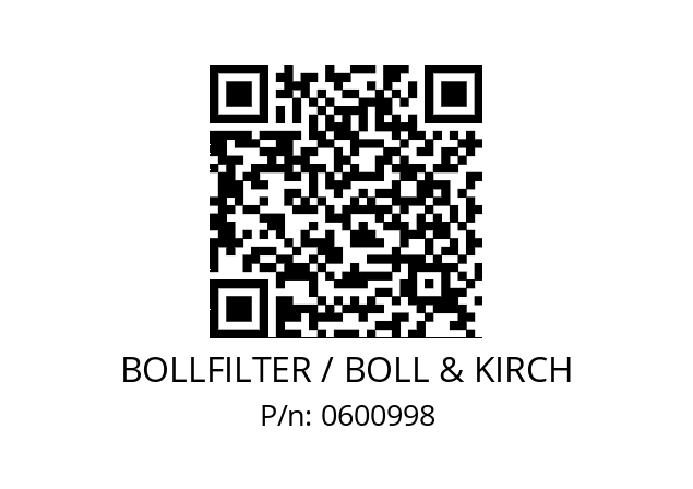   BOLLFILTER / BOLL & KIRCH 0600998