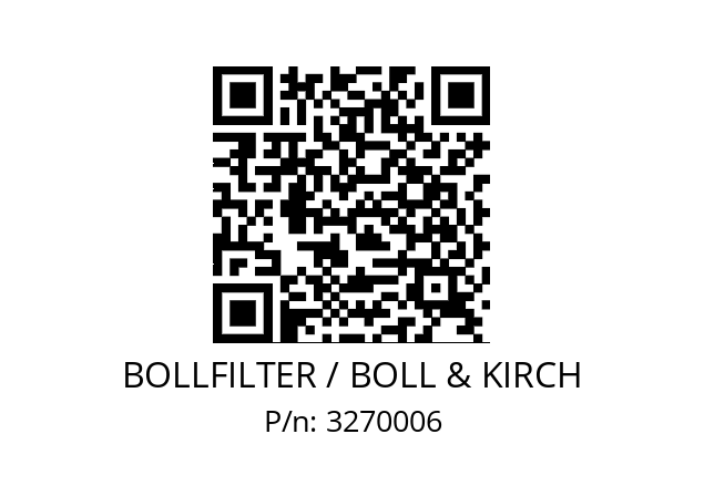   BOLLFILTER / BOLL & KIRCH 3270006