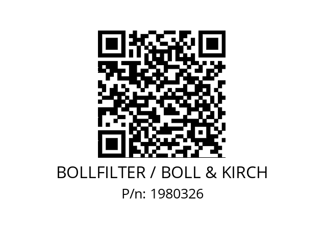   BOLLFILTER / BOLL & KIRCH 1980326