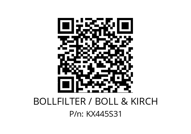   BOLLFILTER / BOLL & KIRCH KX445S31