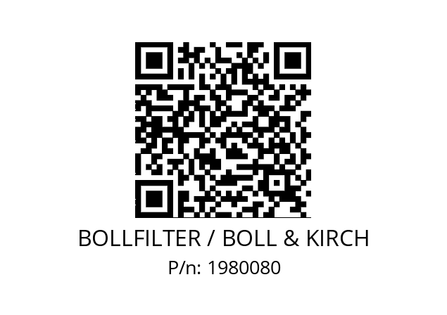   BOLLFILTER / BOLL & KIRCH 1980080